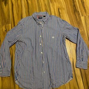 Chaps Blue and White Striped Men's Shirt